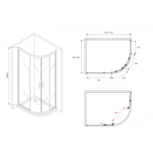 Душевой уголок Abber Schwarzer Diamant 100х90 AG01190